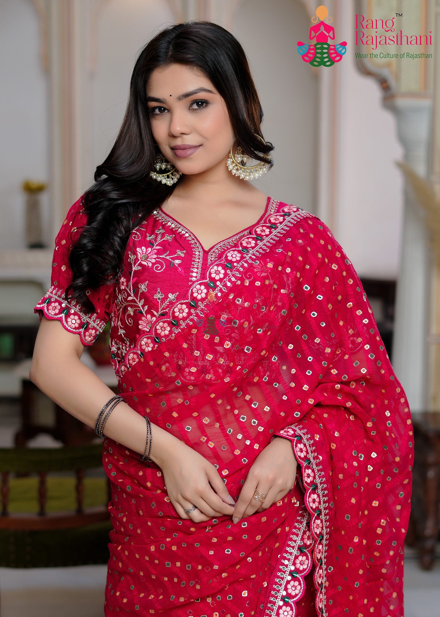Rani Party Wear Saree— Wedding saree | Rang Rajasthani saree