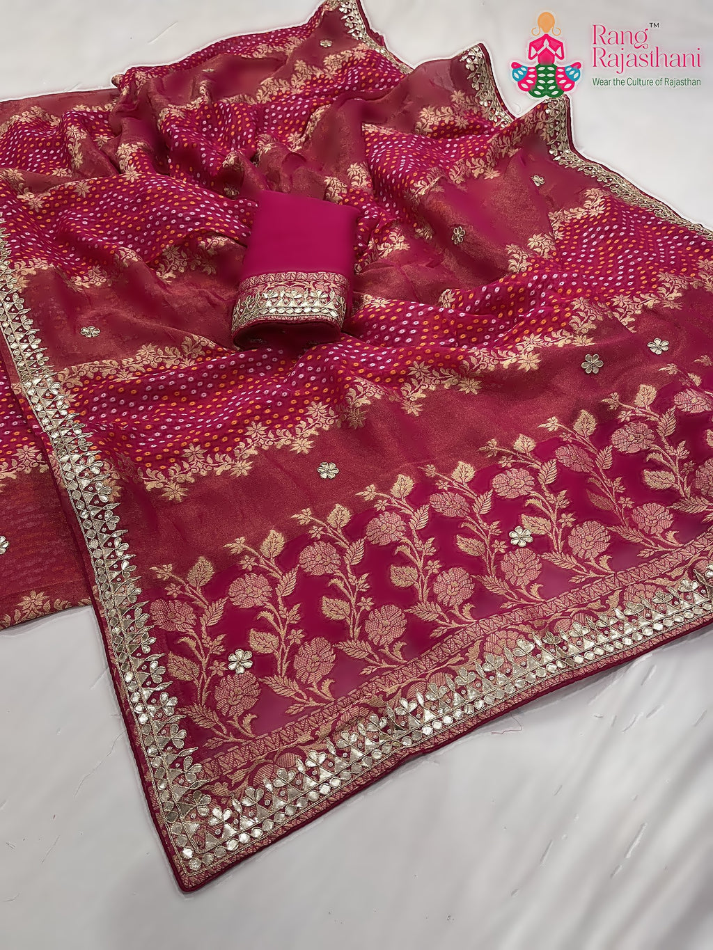 rani khaddi gota patti saree for karwa chauth by Rang Rajasthani