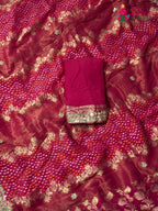 pallu detailing of rani khaddi gota patti saree