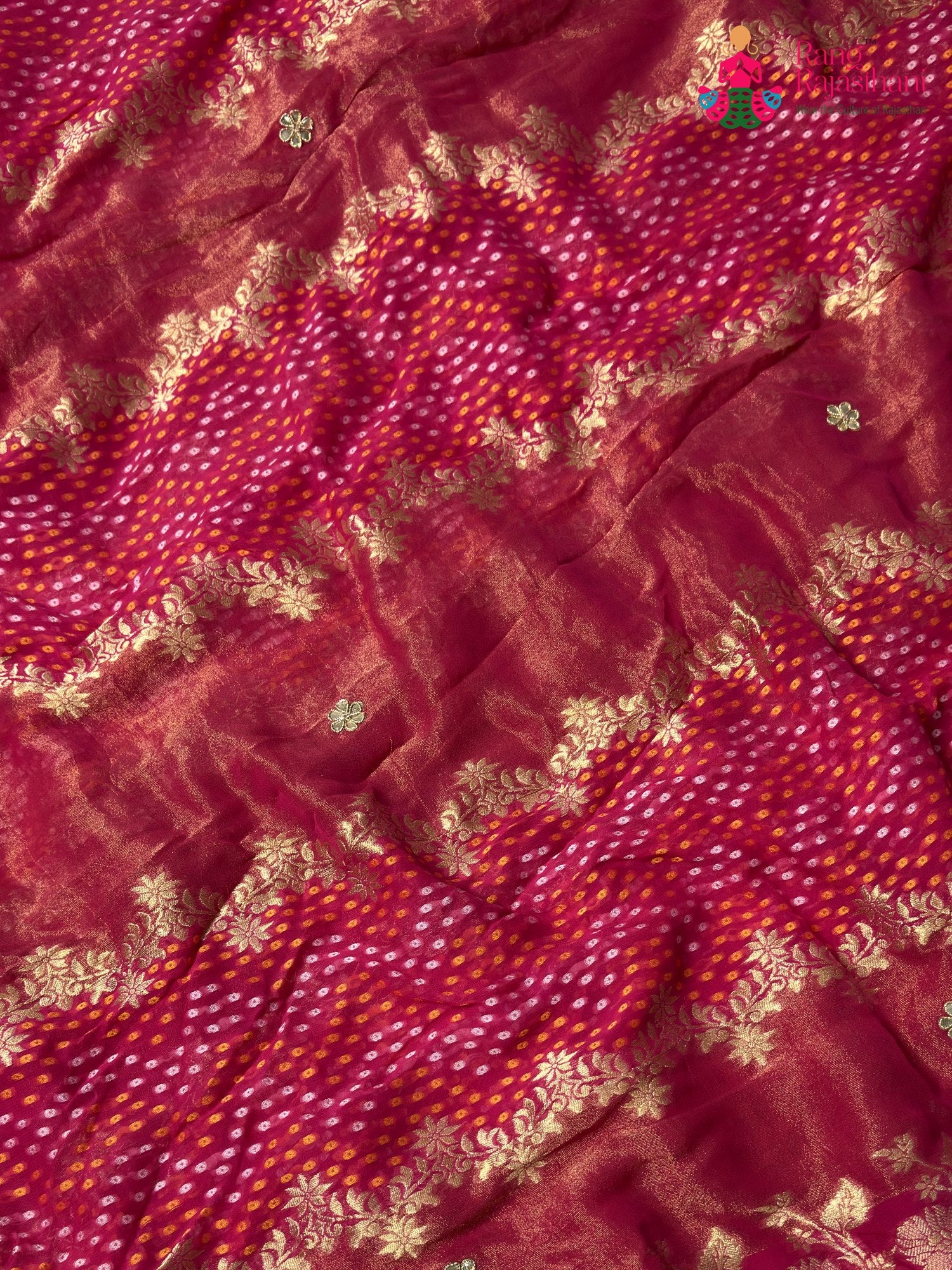 Rani Pure Khaddi Georgette Gota Patti Chunri Saree for Karwa Chauth | Heritage Collection