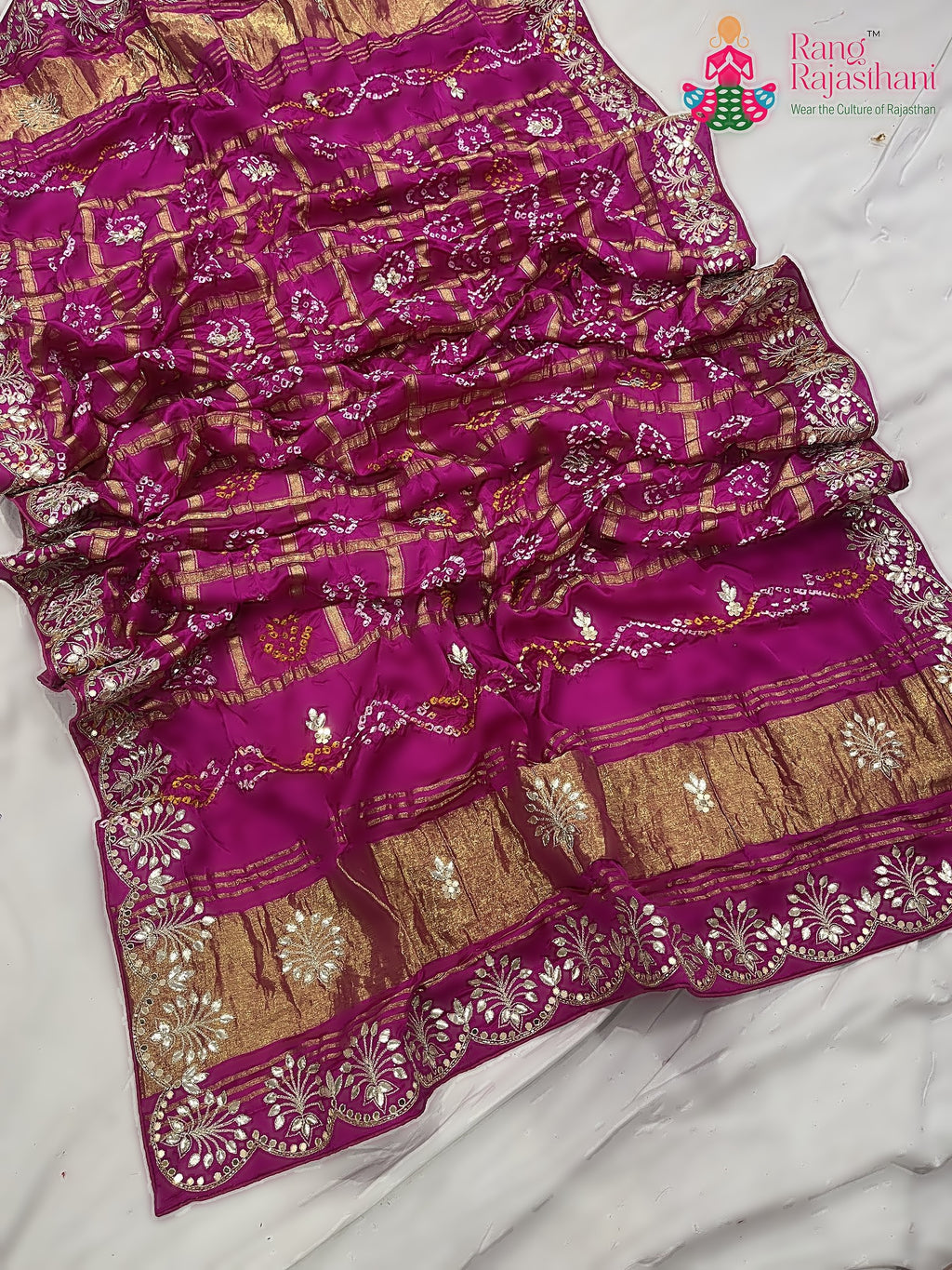 pallu detailing of rani khaddi gota patti saree 