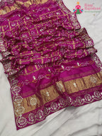 pallu detailing of rani khaddi gota patti saree 