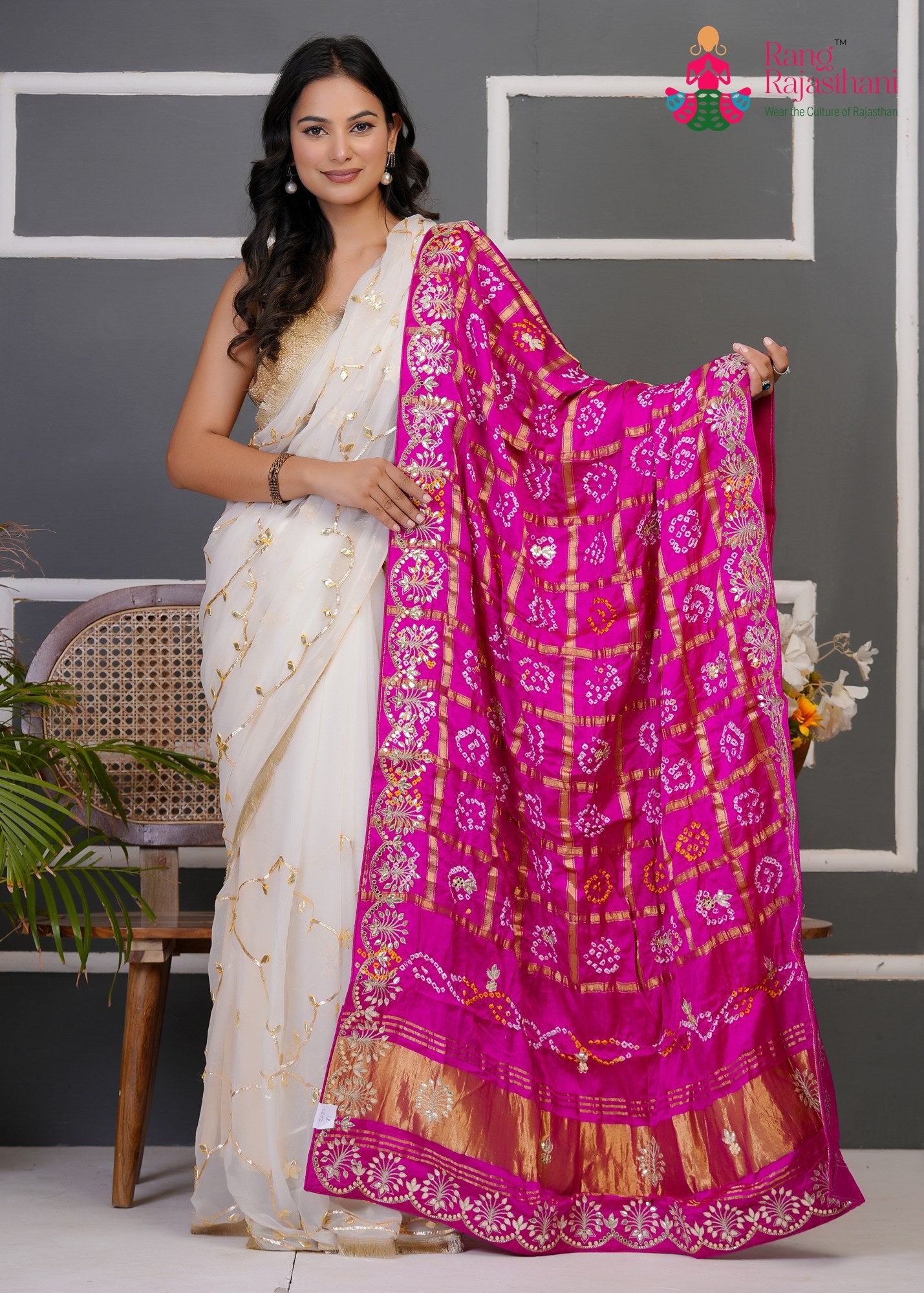 Rani Semi Gajji Silk Gota Patti Gharchola Dupatta for Festive Wear | Designer Pick
