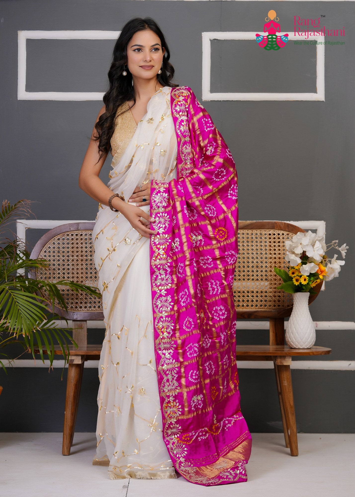 Rani Semi Gajji Silk Gota Patti Gharchola Dupatta for Festive Wear | Designer Pick