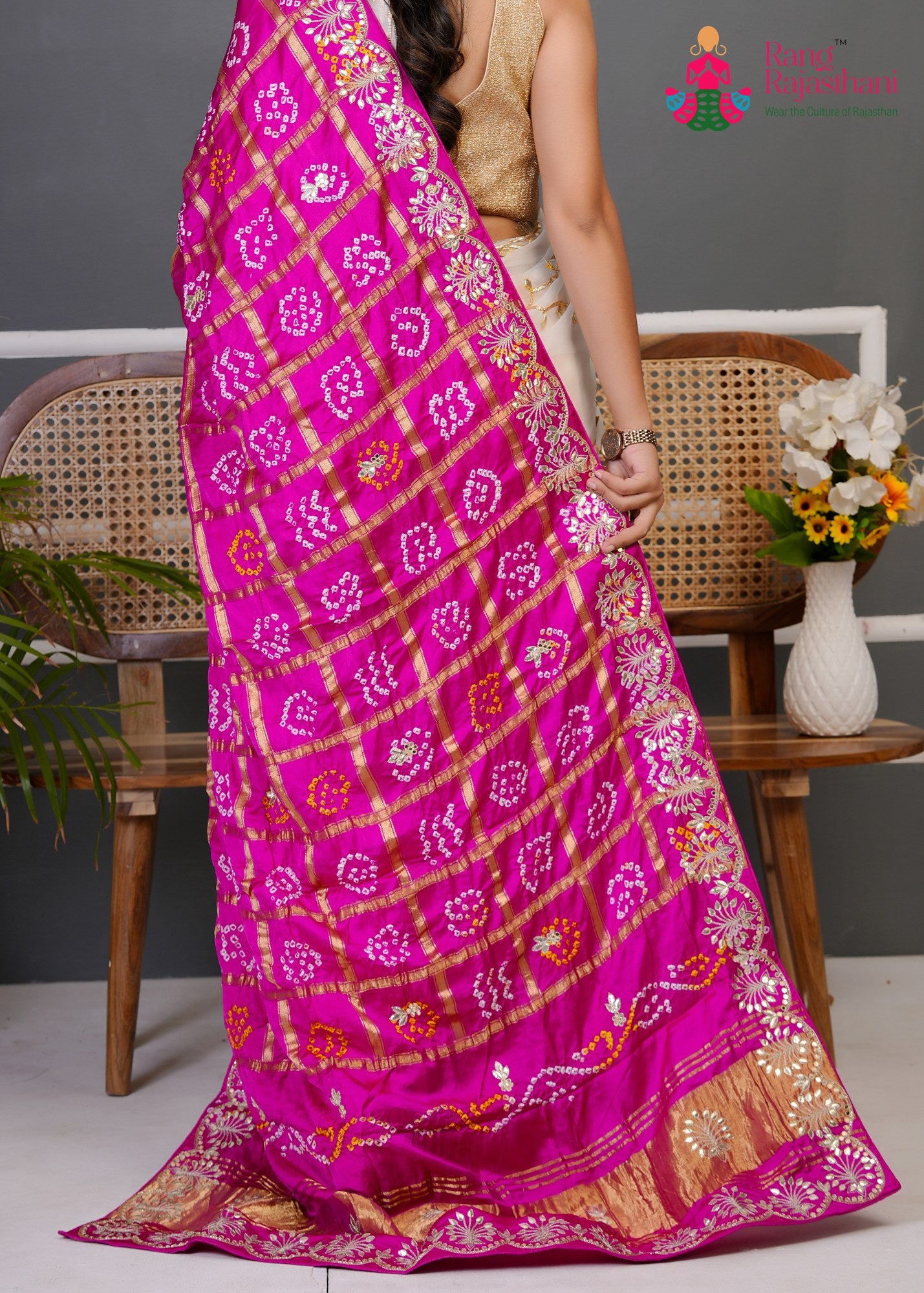 Rani Semi Gajji Silk Gota Patti Gharchola Dupatta for Festive Wear | Designer Pick