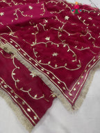 Rani Pink Pure Chiffon Gota Patti Work Saree : Bright Flow