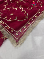 Rani Pink Pure Chiffon Gota Patti Work Saree : Bright Flow