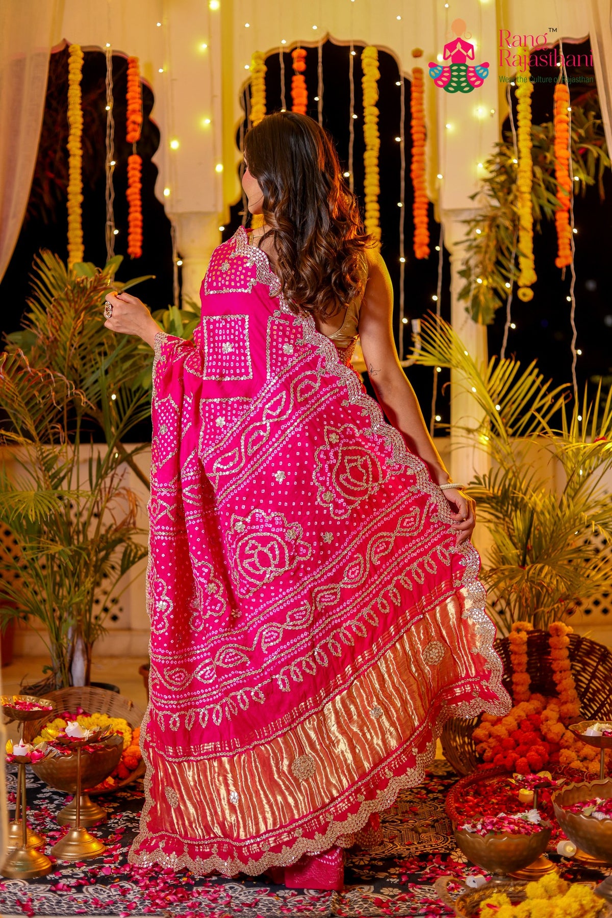 Rani Pure Gaji Silk Hand Tie Dye Bandhani Gharchola Saree for Mehendi Ceremony | Handcrafted Pick