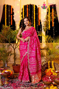 Rani Pure Gaji Silk Hand Tie Dye Bandhani Gharchola Saree for Mehendi Ceremony | Handcrafted Pick