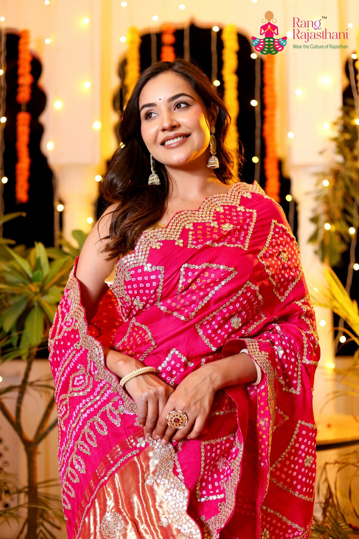 Rani Pure Gaji Silk Hand Tie Dye Bandhani Gharchola Saree for Mehendi Ceremony | Handcrafted Pick