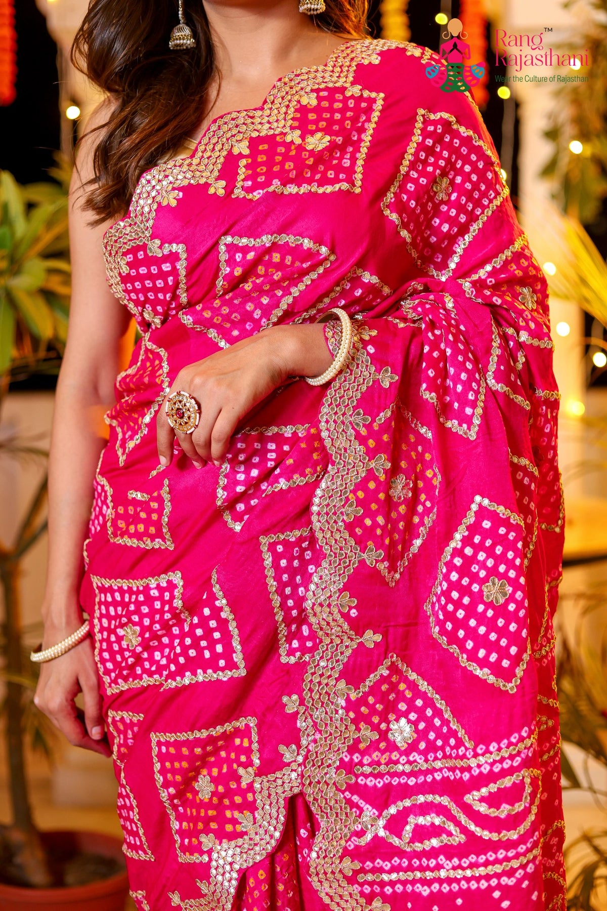 Rani Pure Gaji Silk Hand Tie Dye Bandhani Gharchola Saree for Mehendi Ceremony | Handcrafted Pick