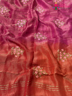 Orange Pure Tissue Silk Zari Embroidery Saree for Festive Celebration | Editor Choice
