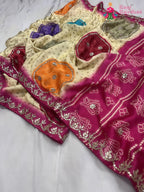 complete look of rani pure modal silk gota patti saree 