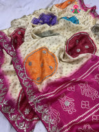 pallu detailing of rani pure modal silk gota patti saree 