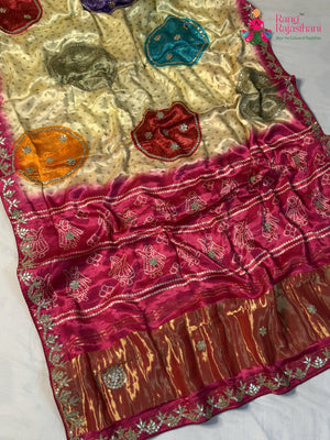 Rani Modal Bandhani Print Chunri Saree for Mayra Ceremony | Graceful Pick