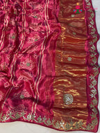 border detail of rani pure modal silk gota patti saree
