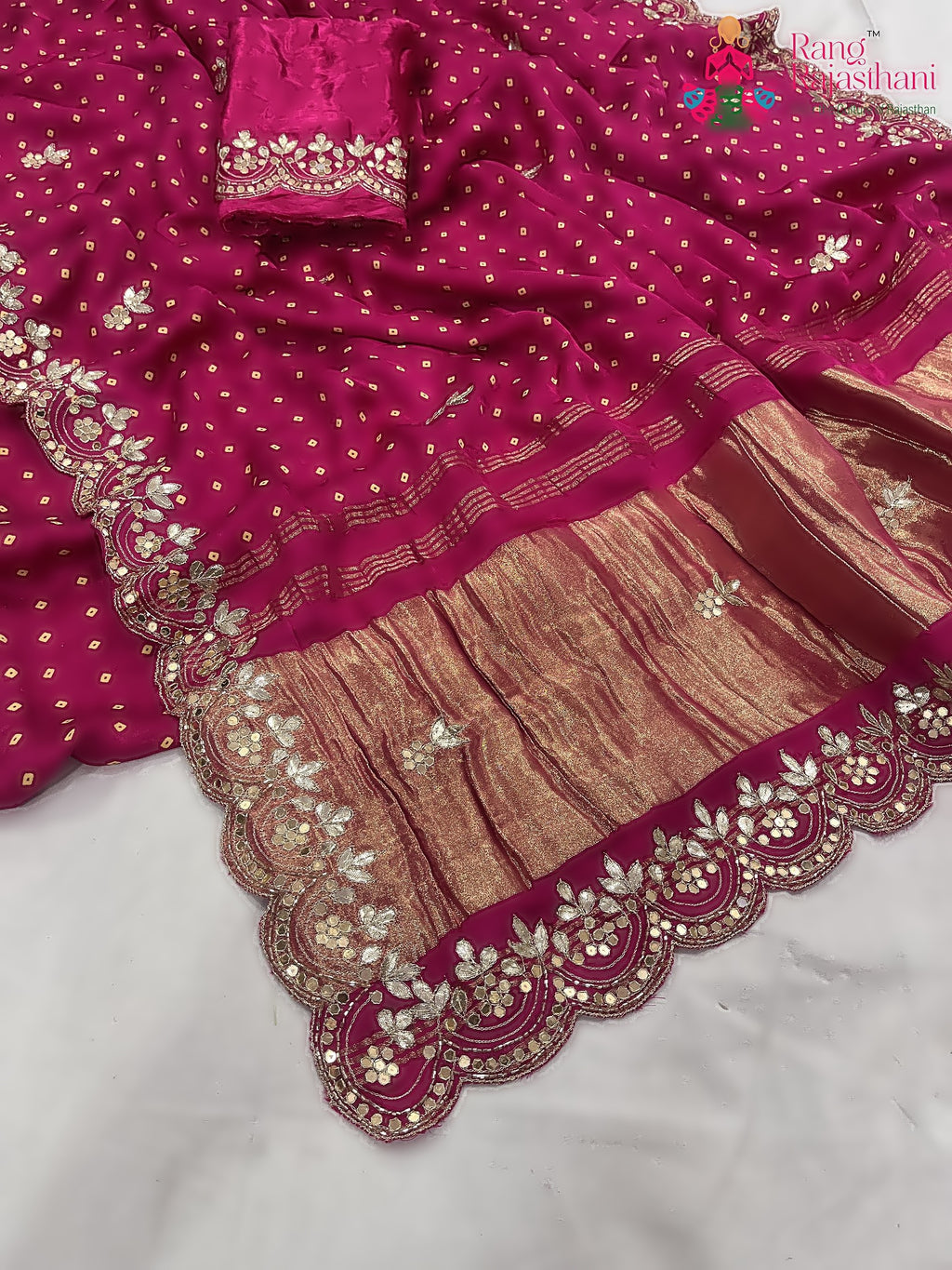 complete look of rani pure modal silk mirror saree 