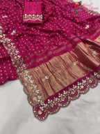 complete look of rani pure modal silk mirror saree 