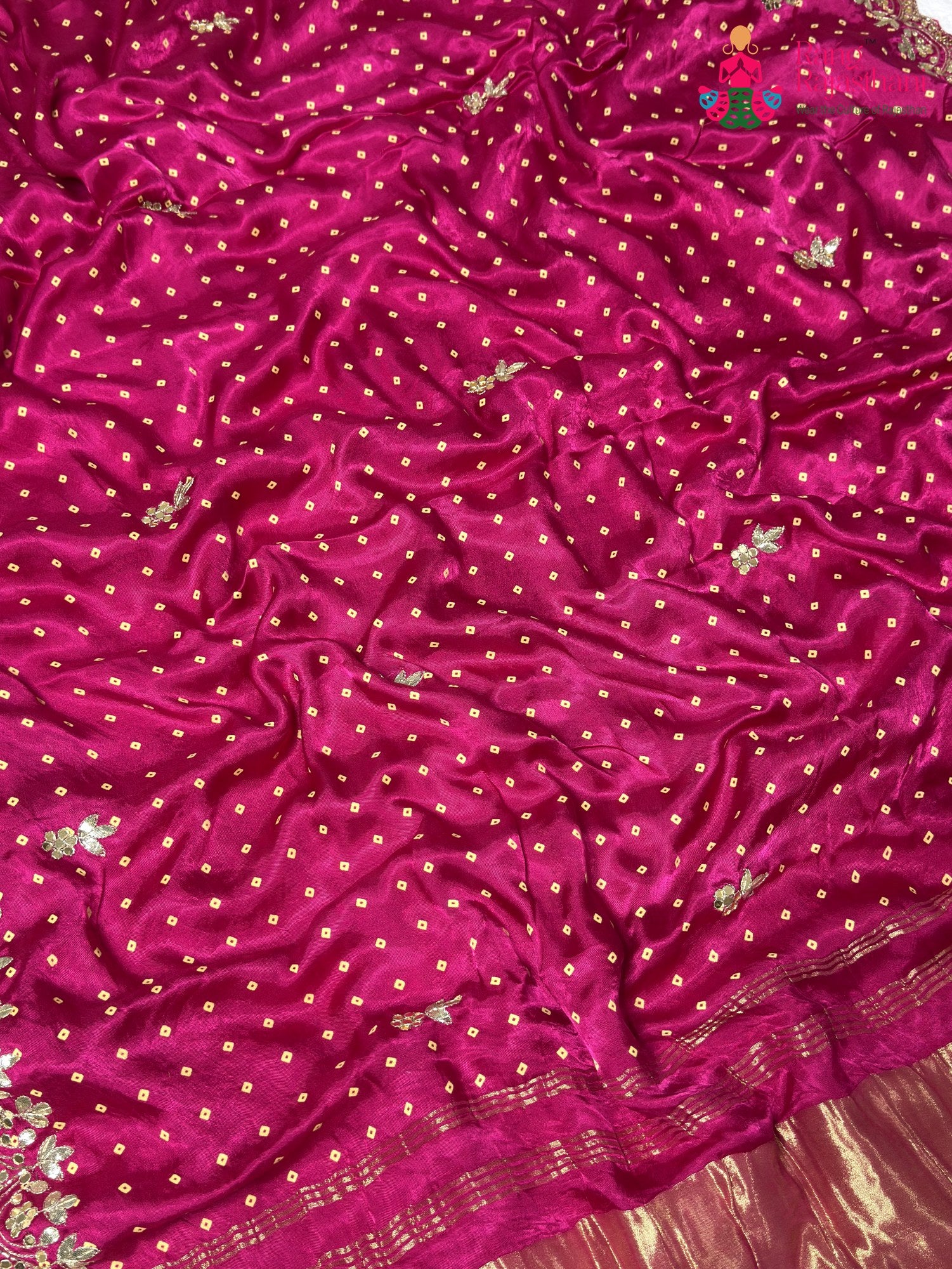Rani Modal Mirror Chunri Saree for Wedding Reception | Style Edit