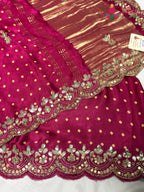 Rani Modal Mirror Chunri Saree for Wedding Reception | Style Edit