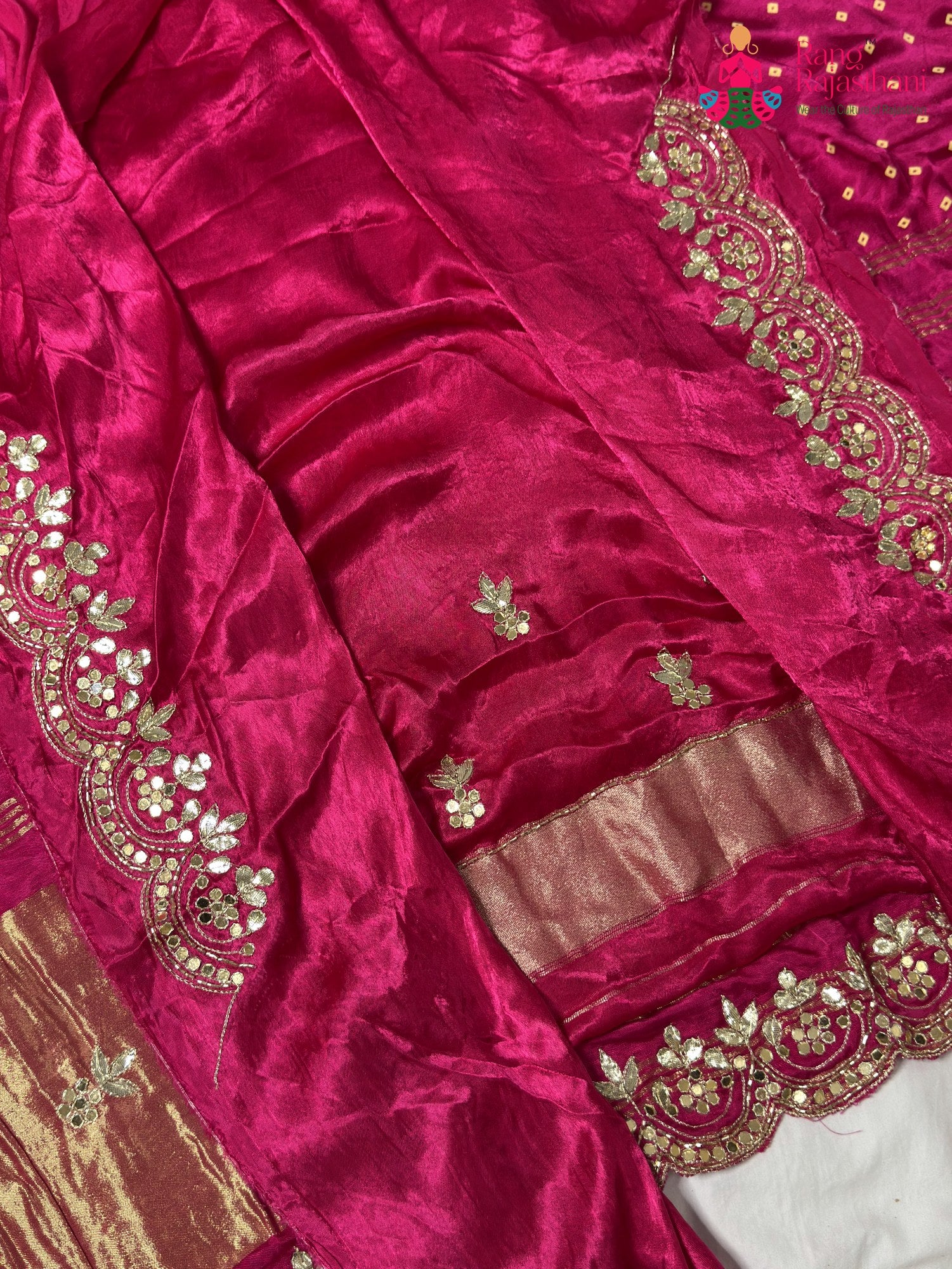 Rani Modal Mirror Chunri Saree for Wedding Reception | Style Edit