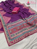 Purple Pure Russian Silk Gota Patti Saree for Mayra Ceremony | Buy Online