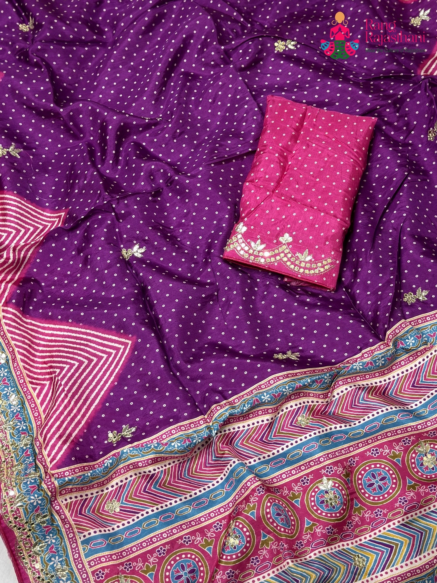 Purple Pure Russian Silk Gota Patti Saree for Mayra Ceremony | Buy Online