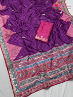 Purple Pure Russian Silk Gota Patti Saree for Mayra Ceremony | Buy Online