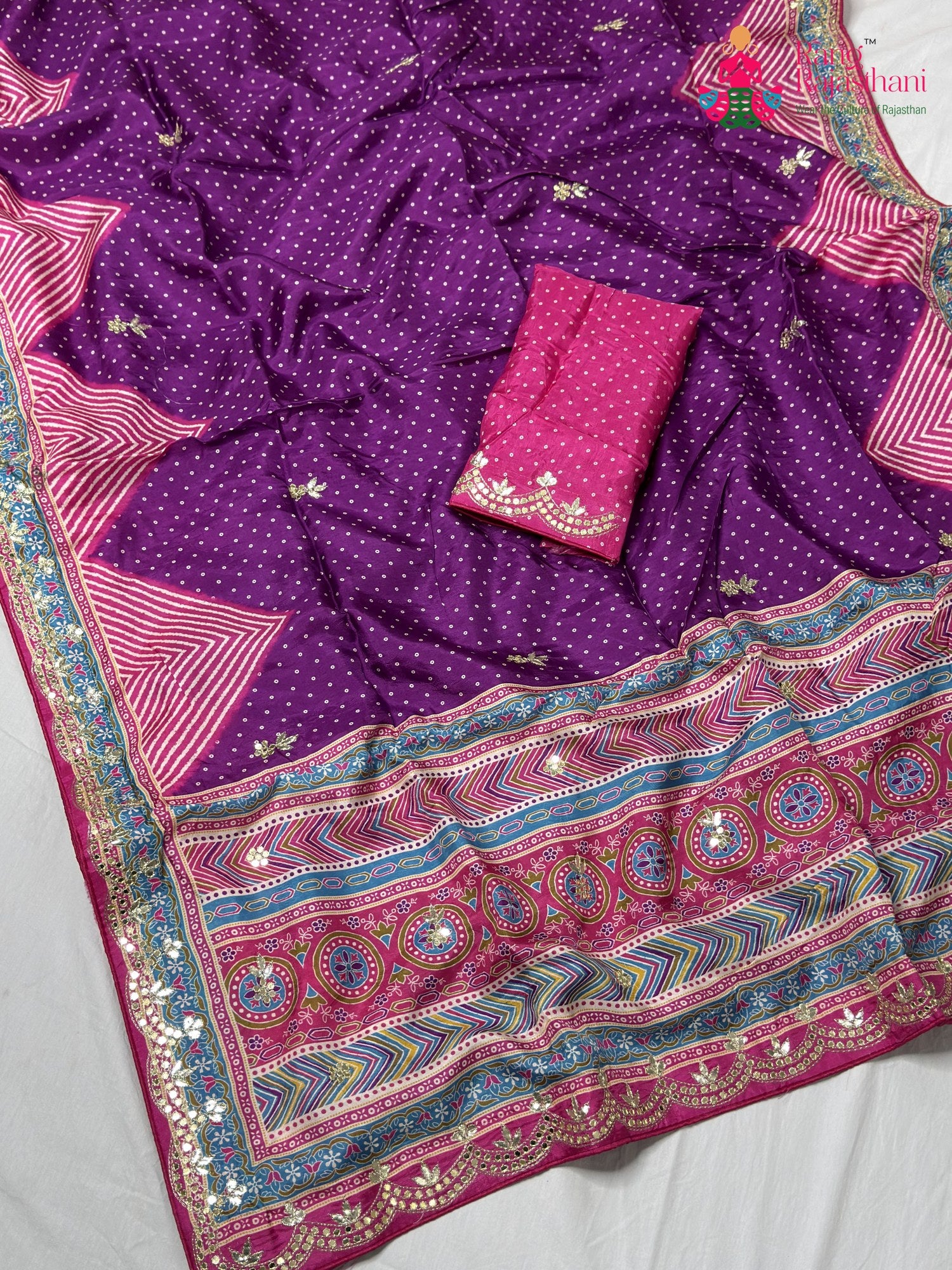 Purple Pure Russian Silk Gota Patti Saree for Mayra Ceremony | Buy Online