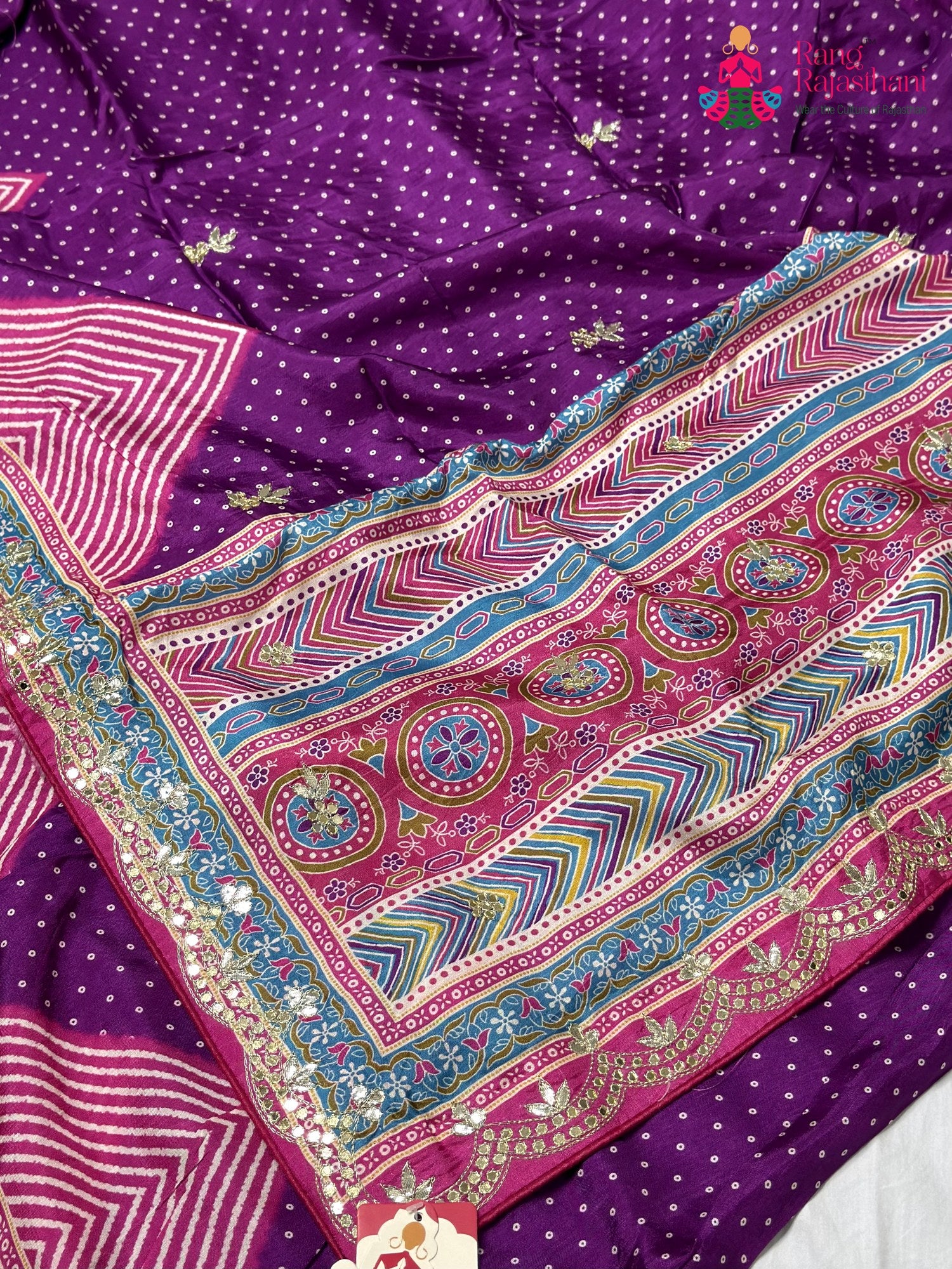Purple Pure Russian Silk Gota Patti Saree for Mayra Ceremony | Buy Online