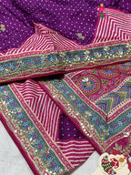 Purple Pure Russian Silk Gota Patti Saree for Mayra Ceremony | Buy Online