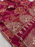 complete look of rani pure Russian silk bandhani saree 