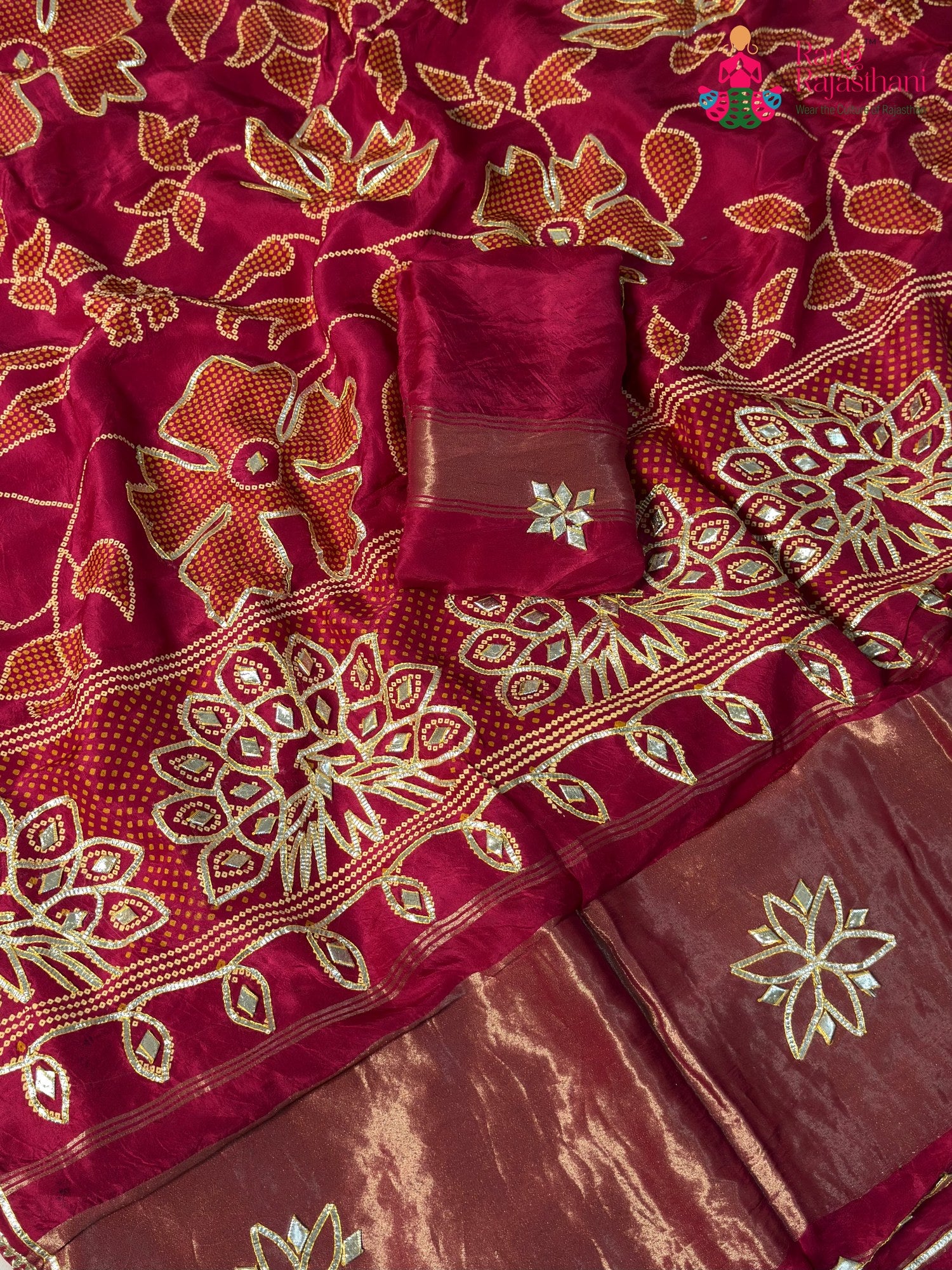 Rani Pure Russian Silk Gota Patti Saree for Mehendi Ceremony | Premium Pick