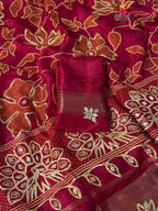 design pattern of rani pure russsian silk bandhani saree