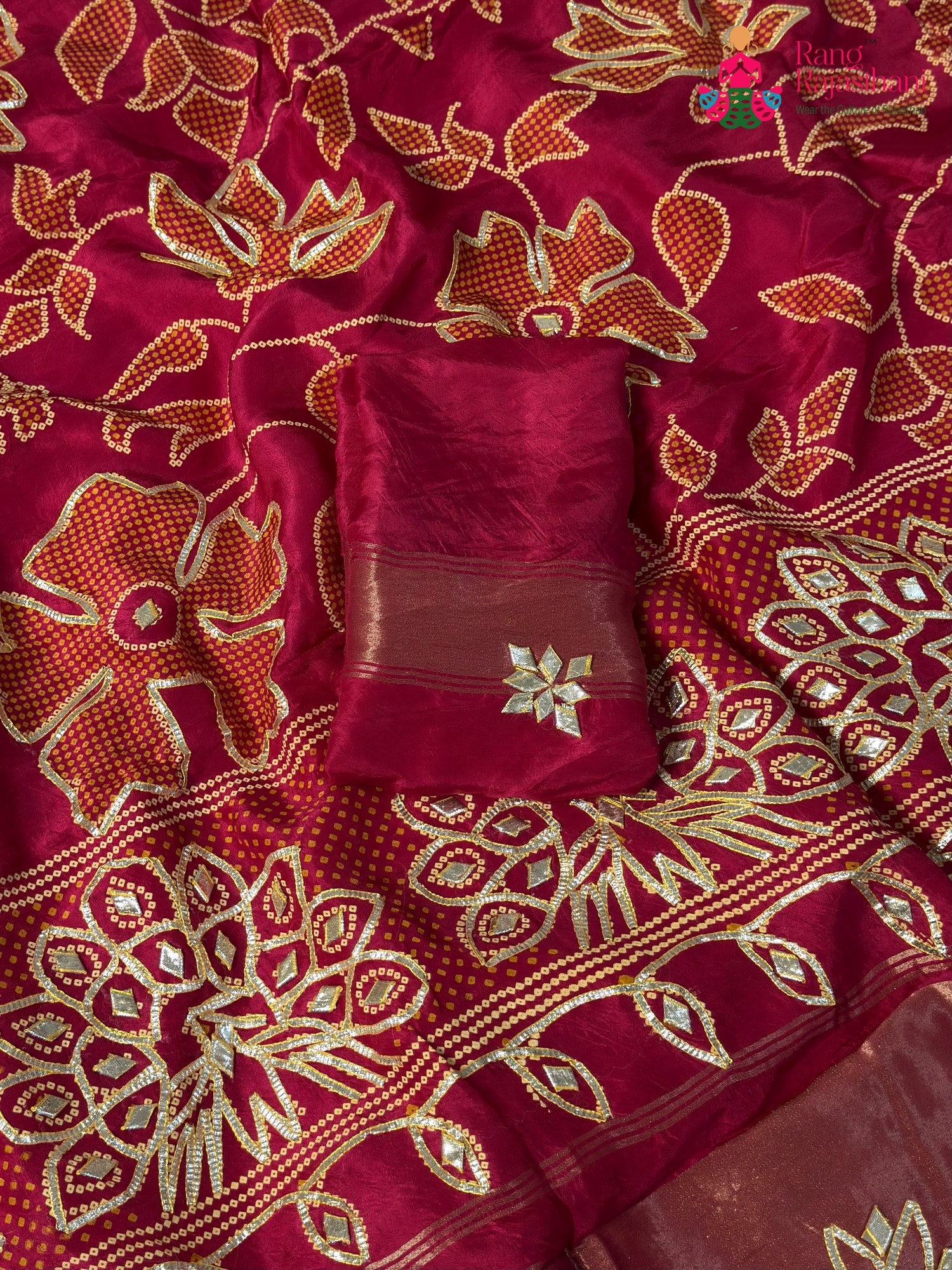 Rani Pure Russian Silk Gota Patti Saree for Mehendi Ceremony | Premium Pick