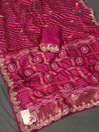 Rani Pure Russian Silk Gota Patti Leheriya Saree for Mayra Ceremony | Fashion Edit