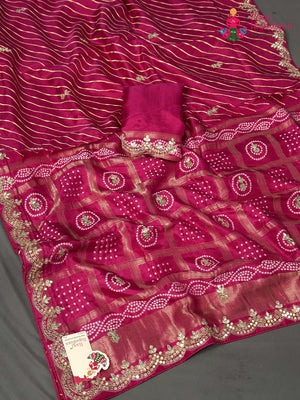 Rani Pure Russian Silk Gota Patti Leheriya Saree for Mayra Ceremony | Fashion Edit