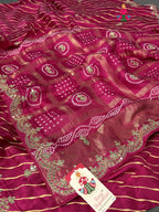 Rani Pure Russian Silk Gota Patti Leheriya Saree for Mayra Ceremony | Fashion Edit