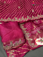 Rani Pure Russian Silk Gota Patti Leheriya Saree for Mayra Ceremony | Fashion Edit