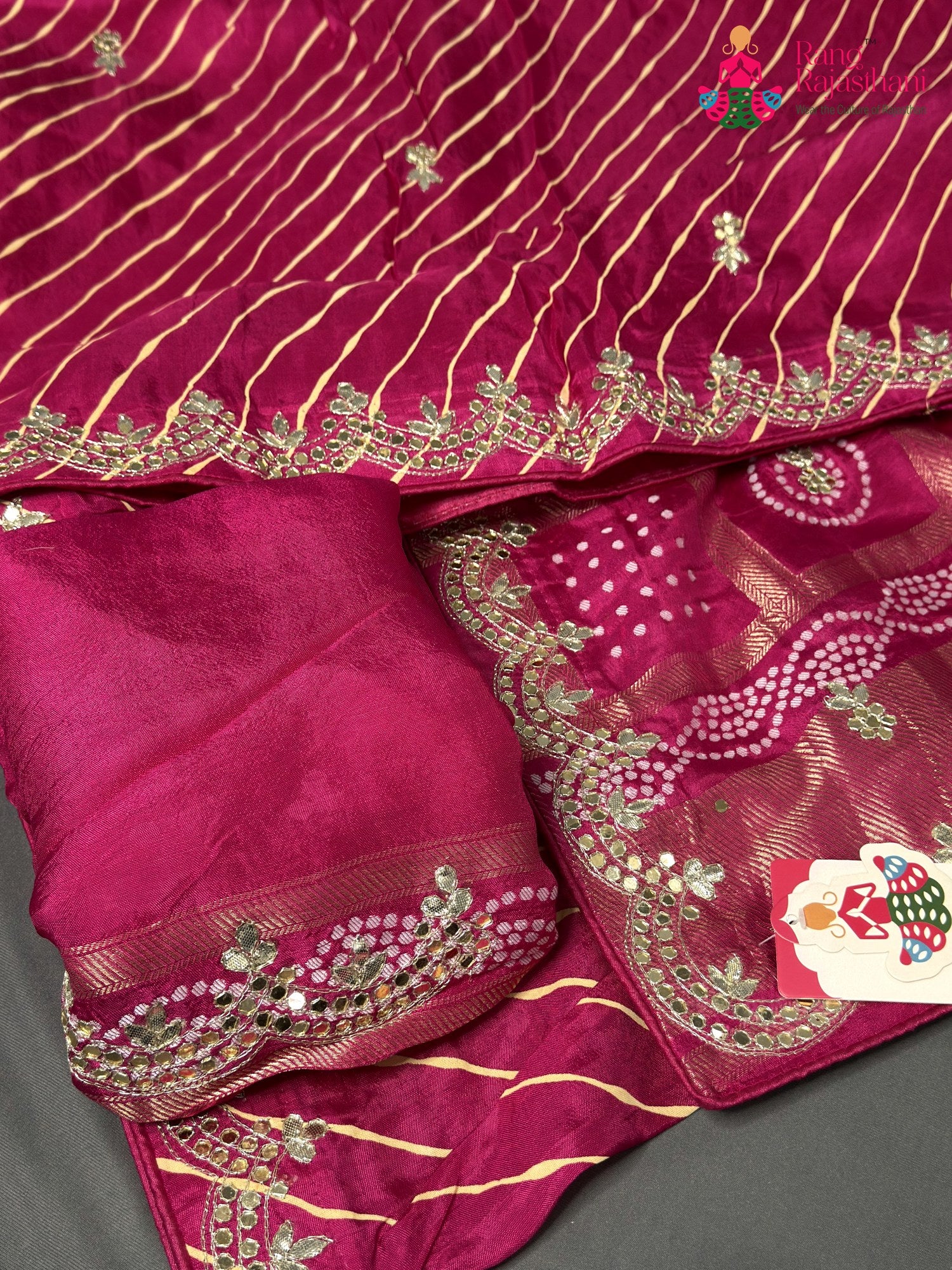 Rani Pure Russian Silk Gota Patti Leheriya Saree for Mayra Ceremony | Fashion Edit
