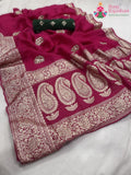 rani pure Russian silk gota patti saree for karwa chauth by Rang Rajasthani