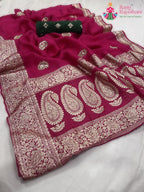 rani pure Russian silk gota patti saree for karwa chauth by Rang Rajasthani