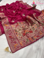 rani pure Russian silk hand saree for mehendi ceremony by Rang Rajasthani
