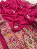 complete look of rani pure Russian silk hand saree 