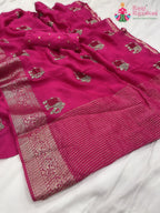 rani pure Russian silk resham embroidery saree for raksha bandhan by Rang Rajasthani
