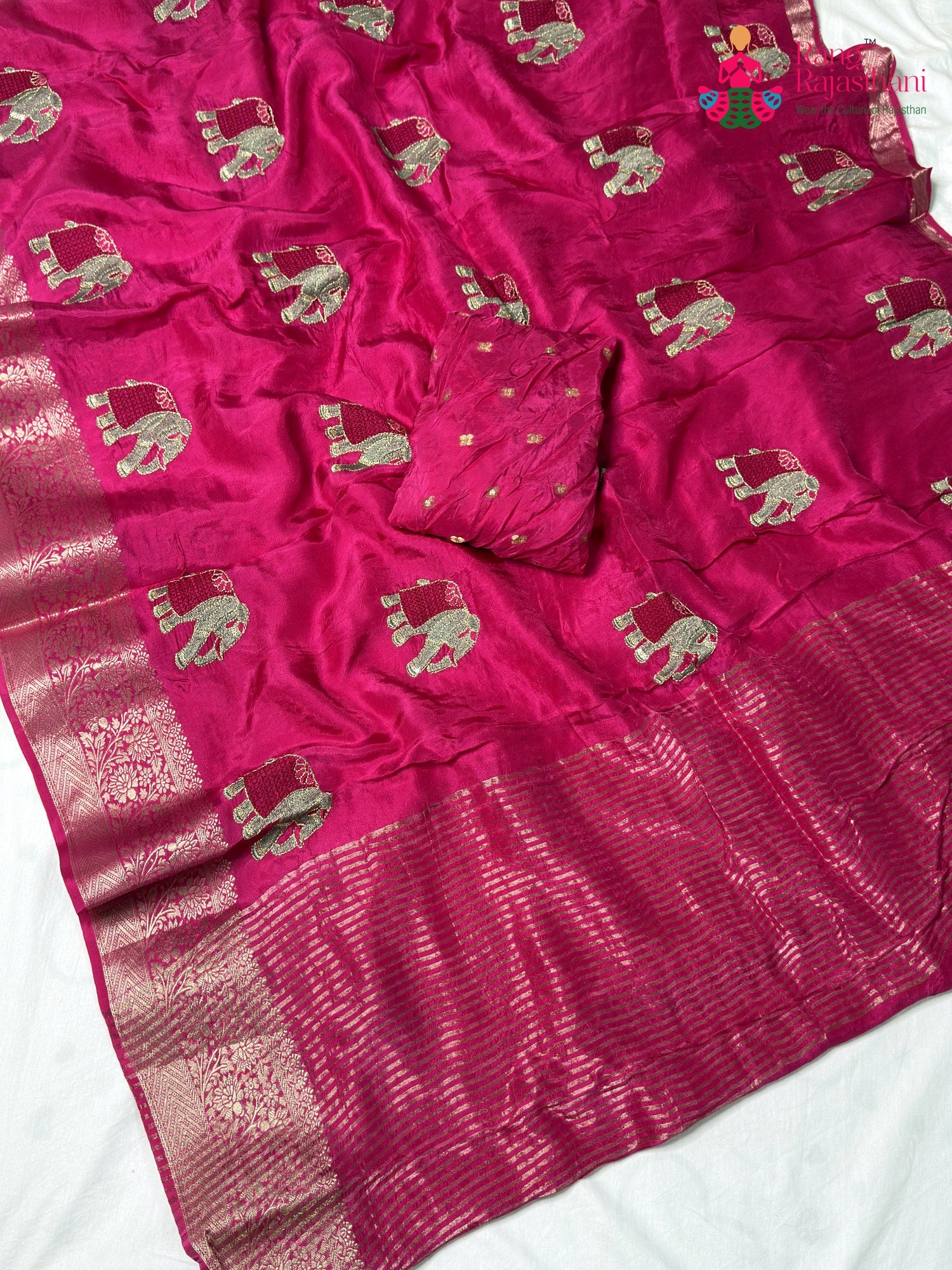 Rani Pure Russian Silk Resham Embroidery Saree for Raksha Bandhan | Indian Edit