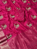 Rani Pure Russian Silk Resham Embroidery Saree for Raksha Bandhan | Indian Edit