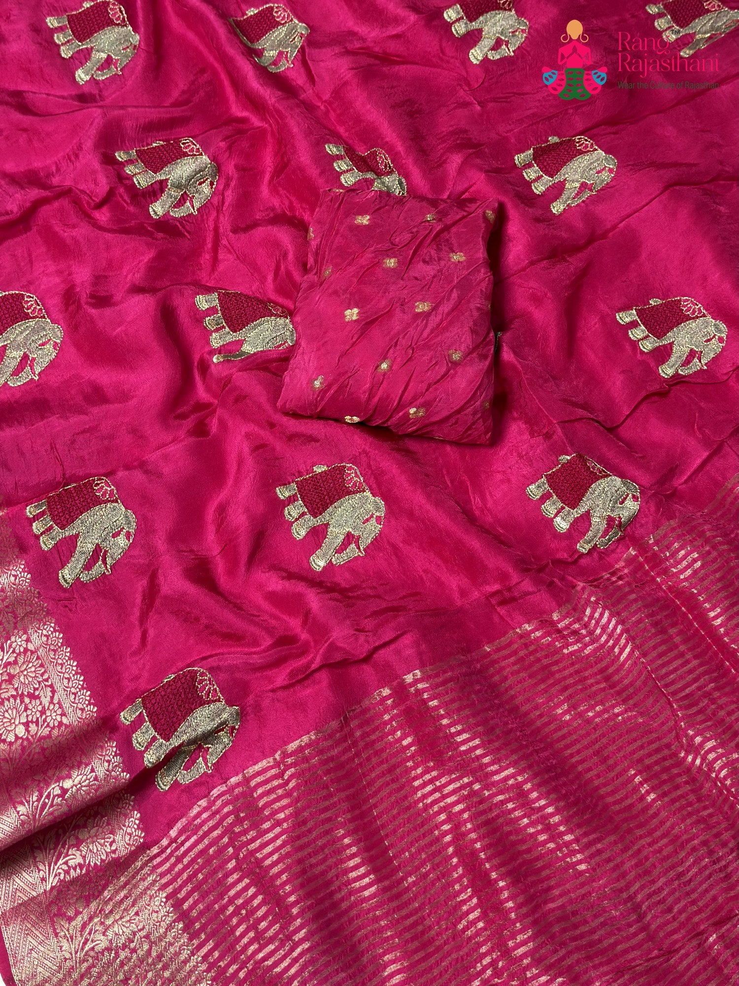 Rani Pure Russian Silk Resham Embroidery Saree for Raksha Bandhan | Indian Edit