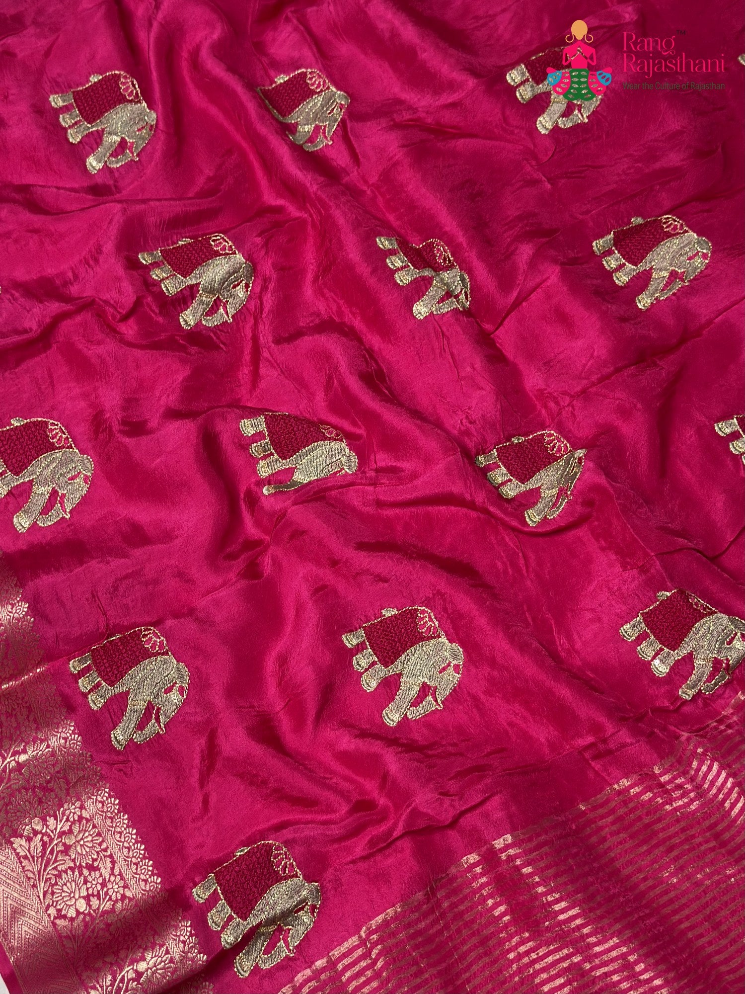 Rani Pure Russian Silk Resham Embroidery Saree for Raksha Bandhan | Indian Edit