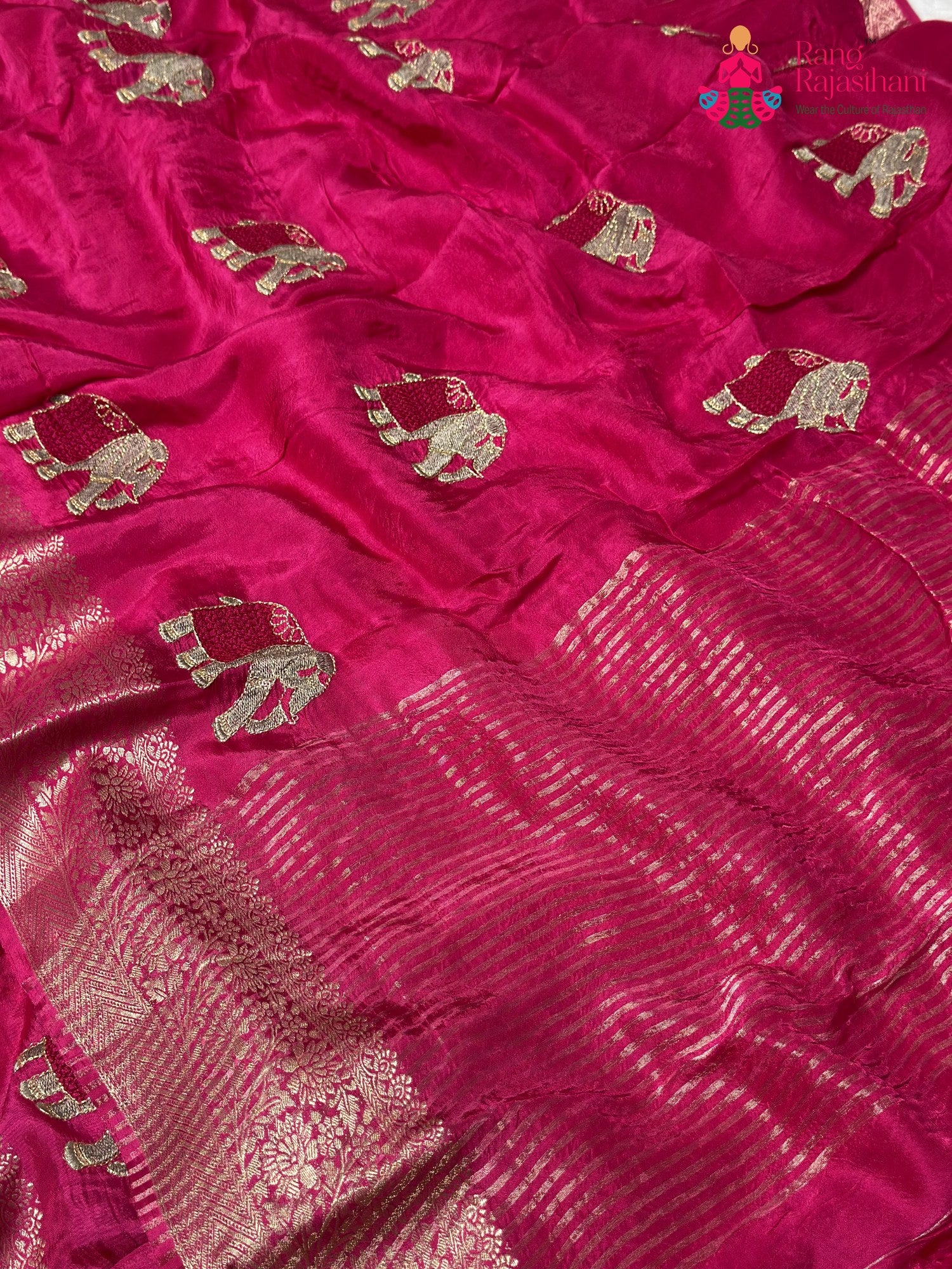 Rani Pure Russian Silk Resham Embroidery Saree for Raksha Bandhan | Indian Edit